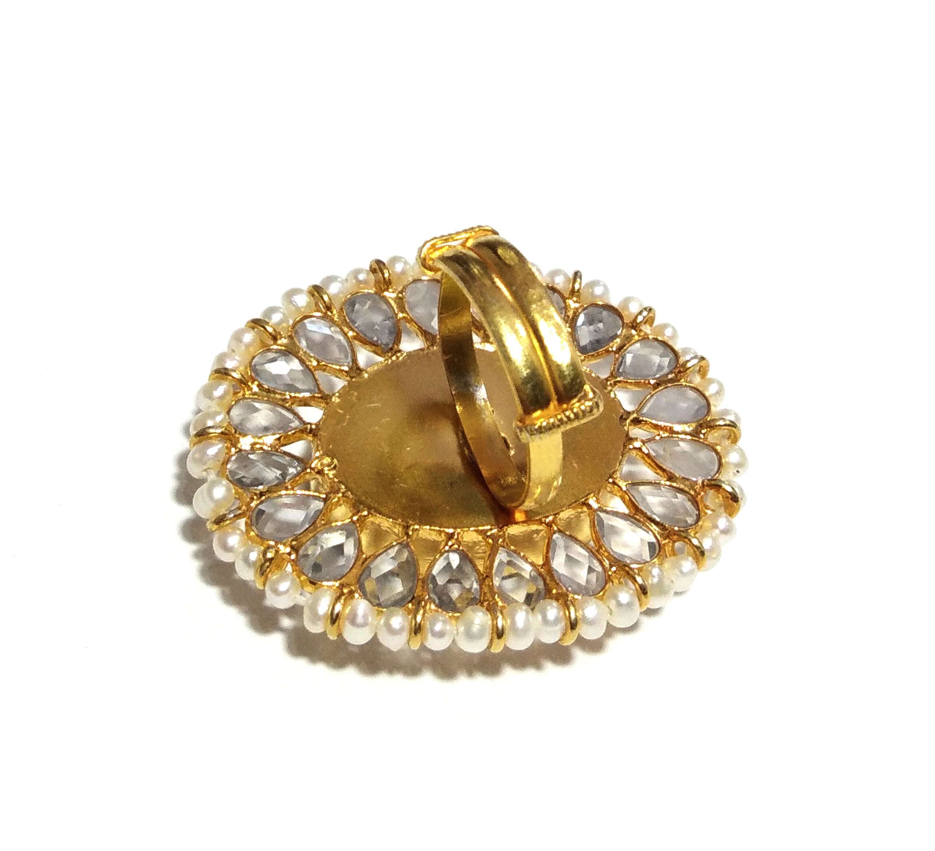 Natural Turquoise,Fresh Water Baroque Pearl,Zircon Stone Ring, 925 Solid Starling Silver Gold Plated Ring, Stone Size 24x17mm Handmade Ring